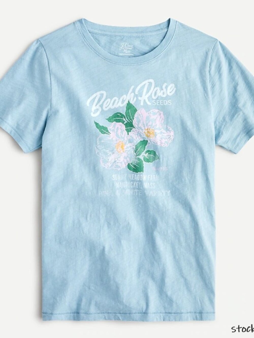 NWT J. Crew Vintage Light Blue Beach Rose Graphic Tee HTF! Sizes S M L XL